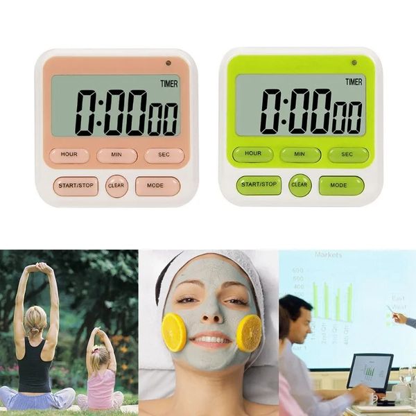 Timer de la cuisine d'écran numérique Grand affichage Digital Timer Square Coule Count Up Up Countdown Alarm ALOLK Sleep Stophatch horloge1.Pour la minuterie de la cuisine avec grand affichage