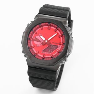 Digital Sport Quartz Men's Watch LED assemblage détachable métal rouge cadran ultra fin étanche World Time GM Oak Series Iced Out Watch
