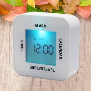 Réveil de table numérique pour chambre à coucher avec calendrier de température électronique LCD compte à rebours montre de bureau alimenté par batterie 231220