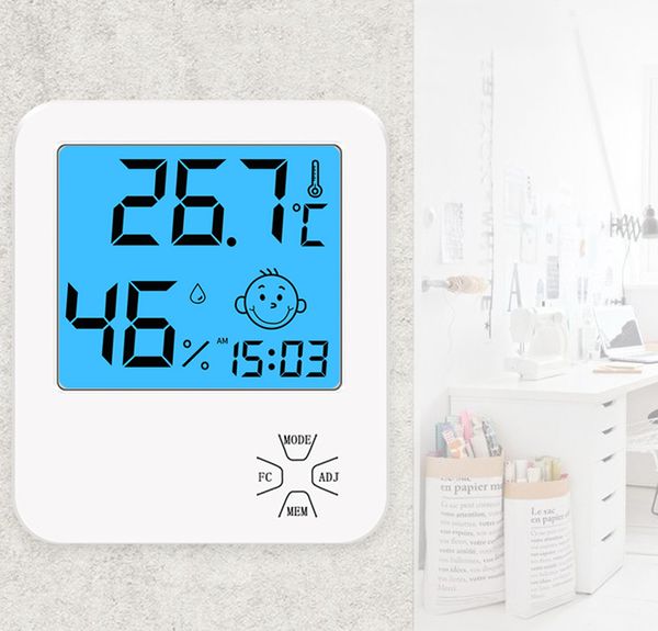 Reloj de mesa digital LED Termómetro de retroilimómetro Higrómetro interior Sensor de temperatura de pared exterior Sensor de humedad Clima de medidor de medidor