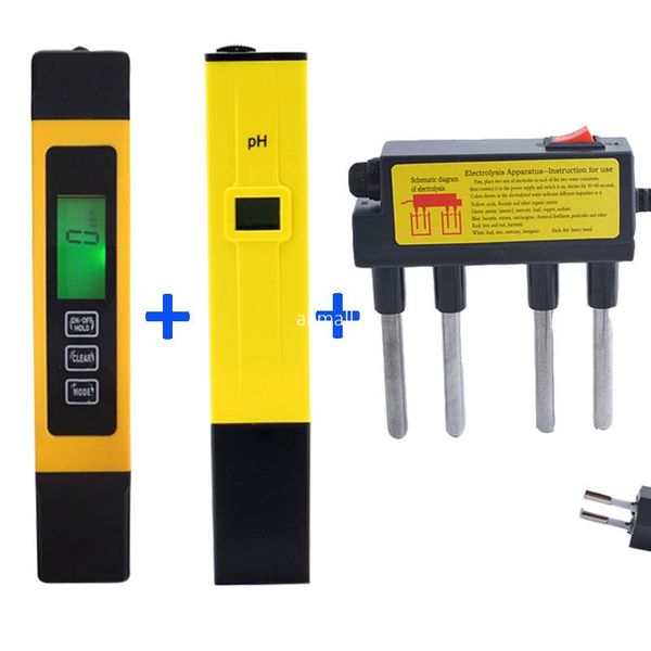 Freeshipping Digital TDS Meter Tester Filtro Calidad del agua Pureza tester + PH Meter / Tester 0-14 Pocket Pen Acuario + electrólisis de agua próxima