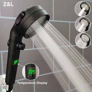 Pommeau de douche à affichage numérique de la température, haute pression, 3 modes, pomme de douche à main réglable avec bouton d'arrêt, accessoire de salle de bain 240314