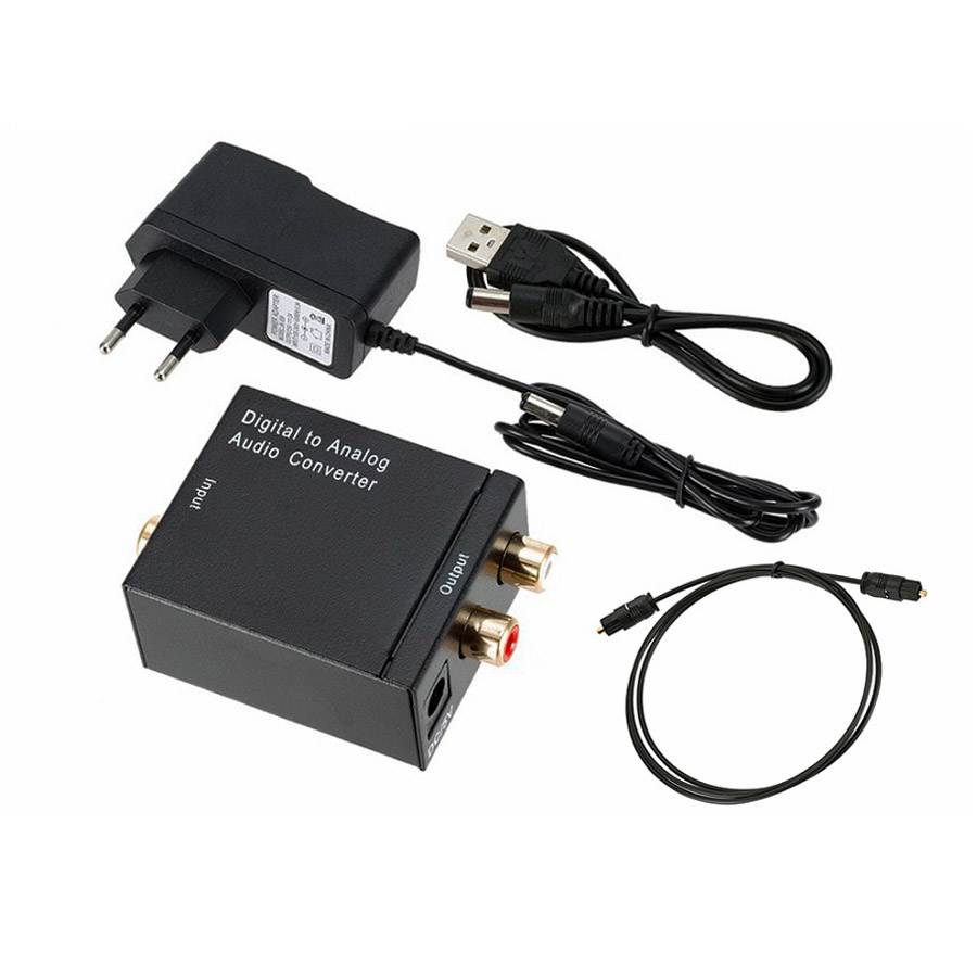 Cyfrowy do analogowych kabli konwertera Audio Optical Fiber Toslink Sygnał koncentryczny 2 RCA R / L Dekoder Audio SPDIF ATV DAC Adapter Adapter