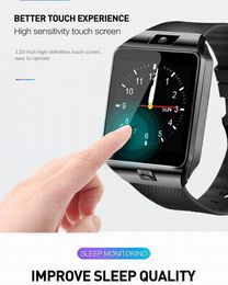 Écran tactile numérique Smart Watch DZ09 Q18 Bracelet Caméra Bluetooth Compatible Wristwatch Carte Smartwatch iOS Android Phones