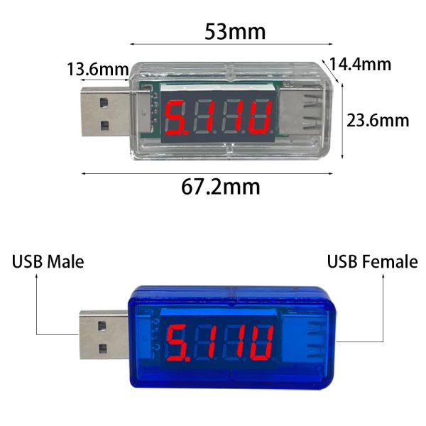 Medidor de voltaje de potencia móvil USB digital medidor de voltaje Mini CARGADOR USB Doctor Voltímetro Voltímetro LED LED