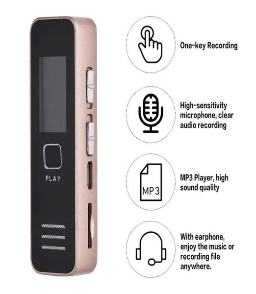 Enregistreur vocal numérique enregistrement de 20 heures avec lecteur MP3, Mini prise en charge de l'enregistrement audio carte TF 32 go professionnel Dictaphone8891142