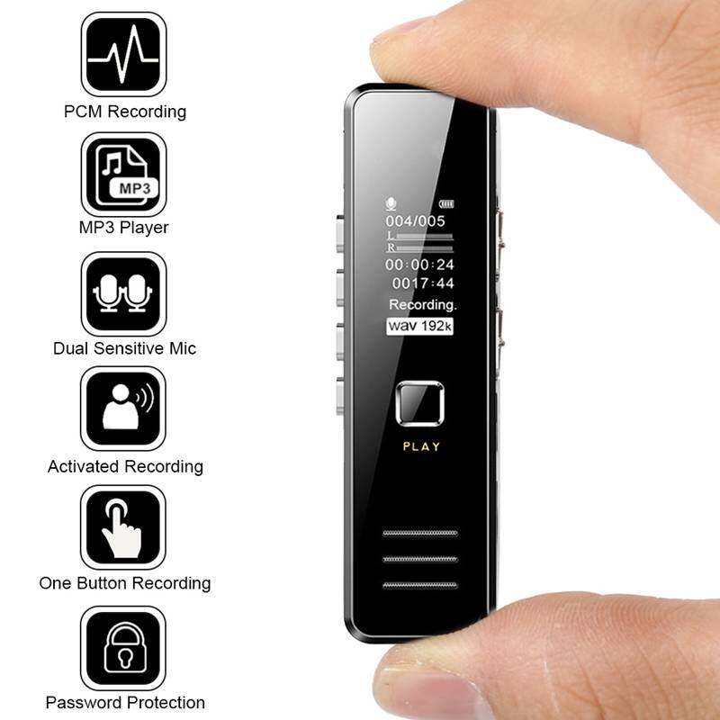 Digital Voice Recorder Mp3 Player Mini Voice Recorder Support 32 GB TF Card Professional Dictaphone 20-timmars inspelningstid