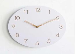 Reloj digital de pared simple diseño moderno simple relojes breves nórdicos para dormitorio pegatina 3d de madera de madera reloj decoración del hogar silencio 12 pulg9827625