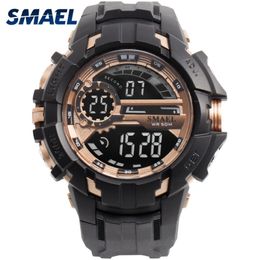 Menores digitales Sport Watches impermeables Smael Relogio Montre Thock Black Gold Big Clock Men Automatic 1610 Hombres Wtach Military 288L