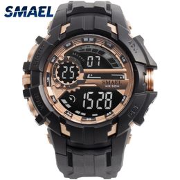 Digital Watch Men Sport Watches étanche Smael Relogio Montre Thock Black Gold Big Clock Men Automatic 1610 Men Wtach Military290G