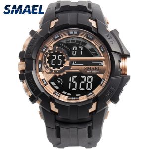 Reloj digital Hombres Relojes deportivos Impermeable Smael Relogio Montre Shock Negro Oro Reloj grande Hombres Automático 1610 Hombres Wtach Militar Q0524