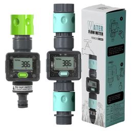 Digitale waterstroommeter slangwatermeter voor buitentuinslang meet verbruik en waterstroomsnelheid met snelle connectoren 240430