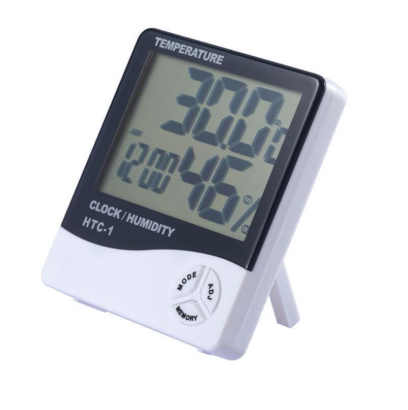 Estação Meteorológica Digital Indoor Digital C / F Termômetro Higrômetro Relógio Escritório LCD Medidor de Umidade Temperatura Monitor LX5069