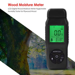 Affichage LCD du compteur d'humidité en bois numérique avec rétro-éclairage en bois d'humidité Testeur Moisture Contenu Températeur Tempécteur Types de bois