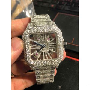 Digner Custom Skeleton Sier Moissanite Diamond horloge