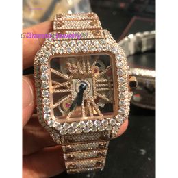 digner horloge Skeleton Sier Nieuw Moissanite Diamonds Watch PASS TT Quartz uurwerk Topkwaliteit Heren Luxe Iced Out Saffierhorloge met Moissanite bezet met diamanten 925