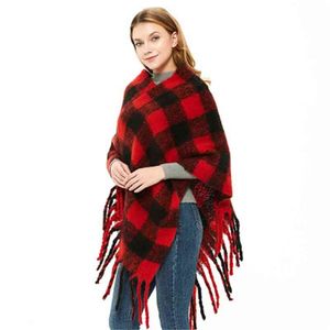 Digner Winter Christmas Red Black Buffalo Plaid Sjaal Zachte Warm Grote Deken Sjaal Scarv met kwastje