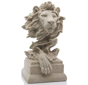 Statues de lion en résine dignes, le roi des animaux, décoration pour la maison, le bureau, l'étude, l'étagère, les figurines de tête de lion, meilleur cadeau de sculpture pour homme avec dominance