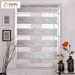 Dihin Home Modern Silver Color Blackout Gordijnen Dubbellaags Zebra Blinds Rollor Blind Easy Install Custom Made 210722