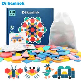 Diikamiiok Houten Puzzel Games Baby Montessori Educatief Speelgoed Kinderen Geometrische Vorm Board 3D Puzzels voor Kinderen Geschenken 240122