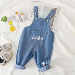 DIIMUU Enfant en bas âge bébé dessin animé vêtements enfants garçons salopette filles Denim pantalon décontracté salopette pantalons longs mode barboteuses 14T 240307