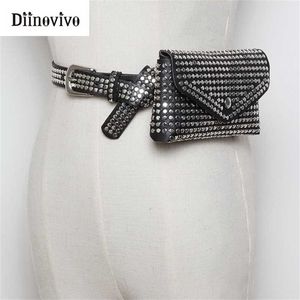 Diinovivo Fashion Rivets Paquete de cintura Diseñador de lujo Fanny Pack Small Women Bag Phone Punk Bag Bag Purse WHDV0632 211124