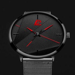 Dijanes nieuwe, eenvoudige mode heren mesh riem horloge zakelijk quartz