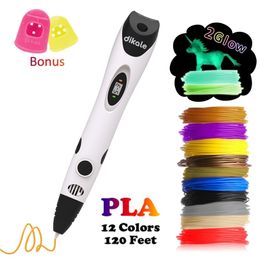 Dikale 3D Pen lapiz 3d para dibujar 3D Drawing Printing Printer Pen Stencils eBook Refills PLA Filament for Kids Adult Art Gift 201214