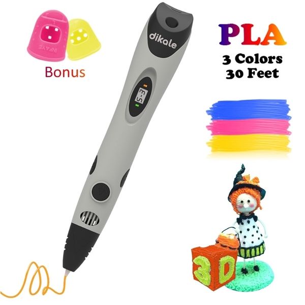 Dikale 3D Scribble Pen Lapiz 3D Imprimante de dessin Stift Crayon d'impression Caneta Pochoir Recharge PLA Filament pour Kid Adulte Art Craft 201214