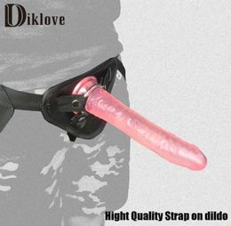 Diklove 21cm de longueur de longueur sur le gode pour Womenlesbian Strapon Harness Dildo Pantis Sex Toys for Adult Game Sex Produit Y1910243699612