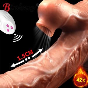 Dildo verwarming Telescopische vaginale vibratie Clintoris stimuleren externe controle masturbator Massage seksspeelgoed in het echte leven vrouwen
