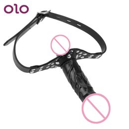 Dildo Olo realistische riem op penis mond gag head dubbele s bandage sex speelgoed voor een paar 0804