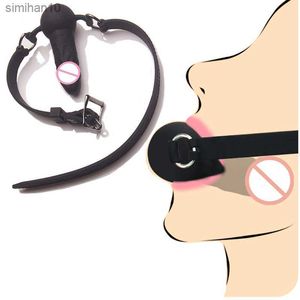 Gode Réversible Boule ou Bite Dans La Bouche Gag 100% Silicone Médical Deepthroat BDSM Gags Esclave Bondage Contraintes Sex Toys Couples L230518