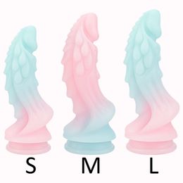 Schattige Zachte Lichtgevende Dildo Siliconen Enorme Anale Butt Plug Draak Vagina Masturbatie Zuignap Volwassen Speeltjes voor Man vrouwen Paar 231128