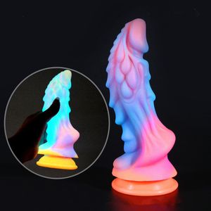 Dildos/Dongs Luminous Dildo Anal Sex Toys for Women Men Colourful Glowing Dildo Penis Huge Dragon Monster Dildo Butt Plug Adult Toys 230825