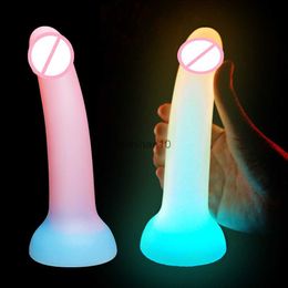 Dildos / Dongs Silicone Luminous Dildos Toys pour se masturber pénis réaliste avec un stimulant vaginal stimulateur brillant anal gode sex toys hkd230816