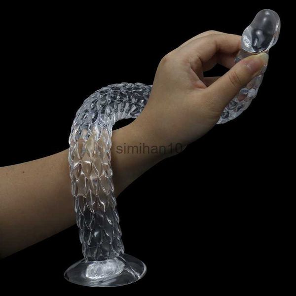 DILDOS/DONGS SUPER LONG Dragon Scale Tentacle Masturbator Masturbator Sex Toys Big Fake Pene con fuerte taza de succión para mujeres lesbianas HKD230816