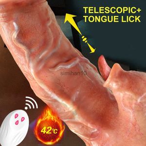 Dildos / Dongs Wireless Remote Telesic Swing Realist Dildo Vibrator Tongue Licking Chating pénis G Spot Massage Sex Toy pour femmes hommes Hot Hkd230816