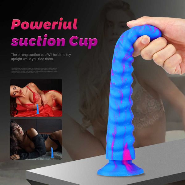 Consoladores Escala de dragón Color mezclado Mini simulación Pene Gel de sílice líquido de doble capa Gigante Grande Grueso Máquina de pistola para mujer Productos divertidos