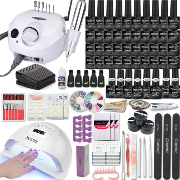 Dildos Nail Set With Nail Lampe Manucure Ensemble 40/30/20/10 Couleur UV POSITION KIT OUTL ENTÉRIEUR ATTRAL AVEC LES FILEURS NOURD