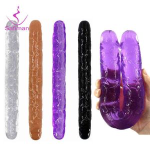 Nxy dildo seksspeeltjes dubbele dildo voor volwassenen flexibele zachte jelly vagina anale vrouwen gay lesbisch eindigde dong penis kunstmatige 1119