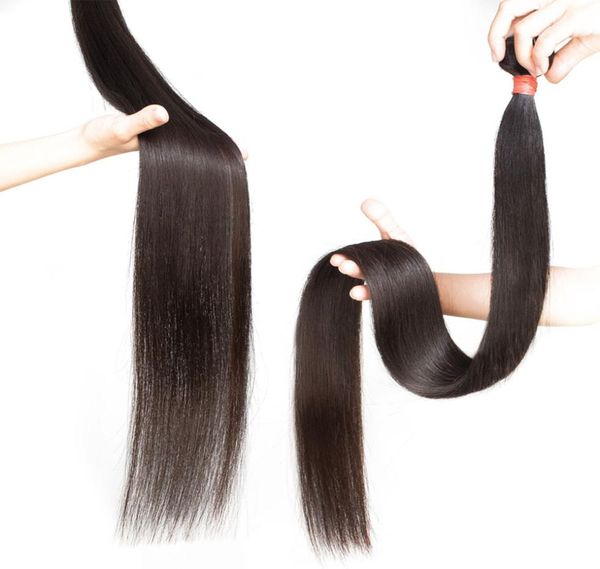 Dilys Extensiones de cabello humano largo y recto Extensiones de cabello Remy virgen brasileño Tramas de cabello Color natural 30 32 34 pulgadas 1993141