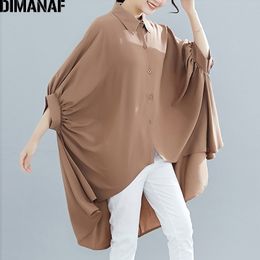 DIMANAF grande taille femmes Blouse chemises grande taille été montre de sport tunique solide ample décontracté chauve-souris femme vêtements 5XL 6XL 2021 nouveau 210317