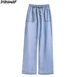 DIMANAF Plus Taille Femmes Jeans Pantalon Taille Haute Denim Harem Femme Élastique Large Ceinture Bleu Pantalon Oversize S-5XL 210809