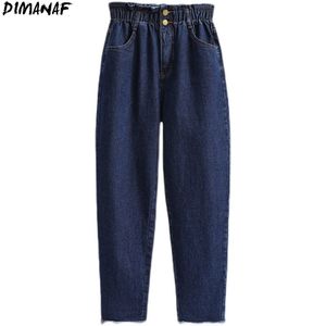 Dimanaf plus size vrouwen jeans broek hoge taille denim harem vrouwelijke elastische gescheurde zakken blauwe broek grote S-5XL 210629