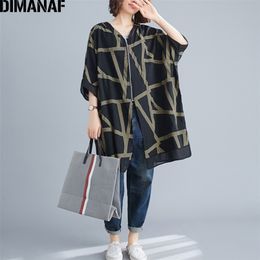 Dimanaf zomerjassen jas kleding vintage print gestreepte dame bovenkleding losse casual rits vest dunne oversize 210918