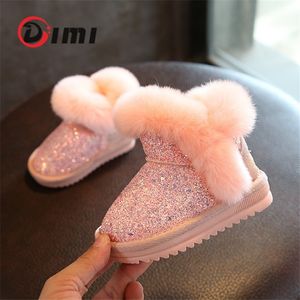 DIMI nouvelle peluche bébé fille bottes marque de mode Sequin infantile bottines antidérapant chaud hiver enfant bottes 210315