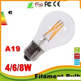 Ampoule à Filament LED Vintage, E27, blanc chaud et froid, A60 A19, variable 4W 6W 8W, 85-265V AC, ampoule Globe Edison à intensité variable