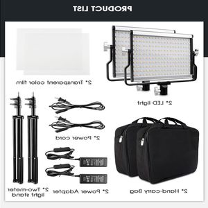 FreeShipping Kit de luz de video LED bicolor regulable de 2 juegos con soporte en U 3200K-5600K CRI 96 y bolsa para estudio de fotografía Video Shootin Pbmx