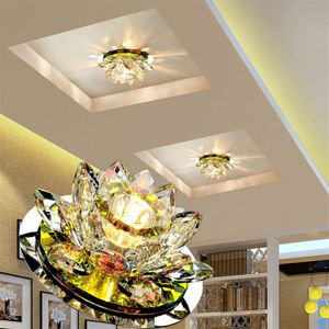 Dimbable Crystal LED-plafondlicht 3W AC90-260V Moderne LED Crystal Lamp Aisle Licht Lamp Hall verlichting Pompoen Lotus Lichten LED CE217G